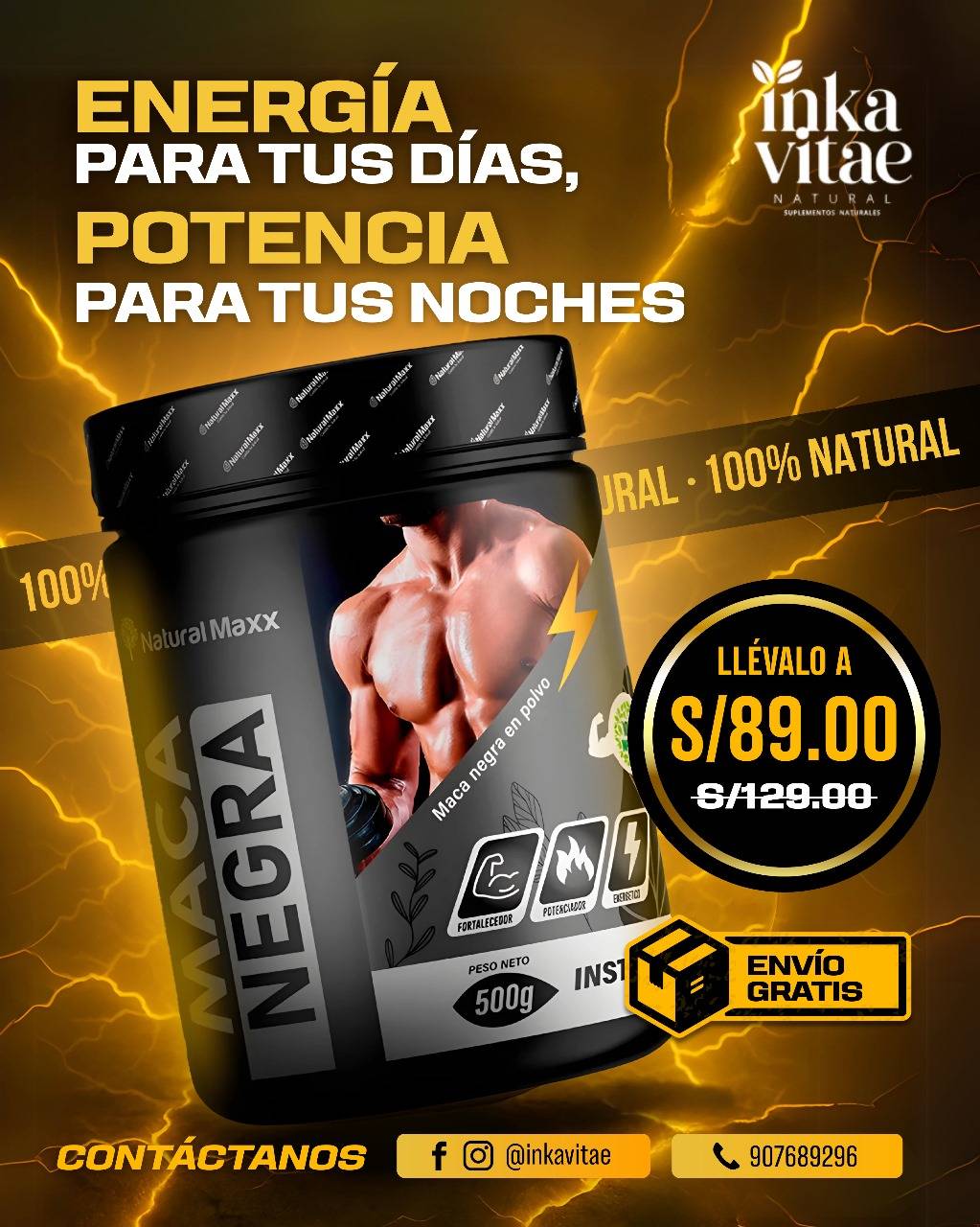 Maca Negra 500 Gr Orgánica en Polvo – Energía, Fertilidad y Vitalidad Natural